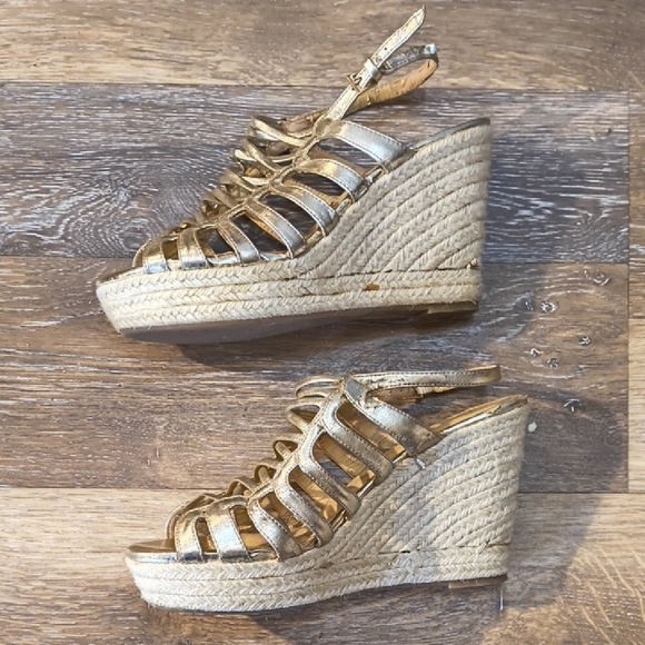 Limelight Metallic Gold Wedge Sandals - Picture 5 of 6
